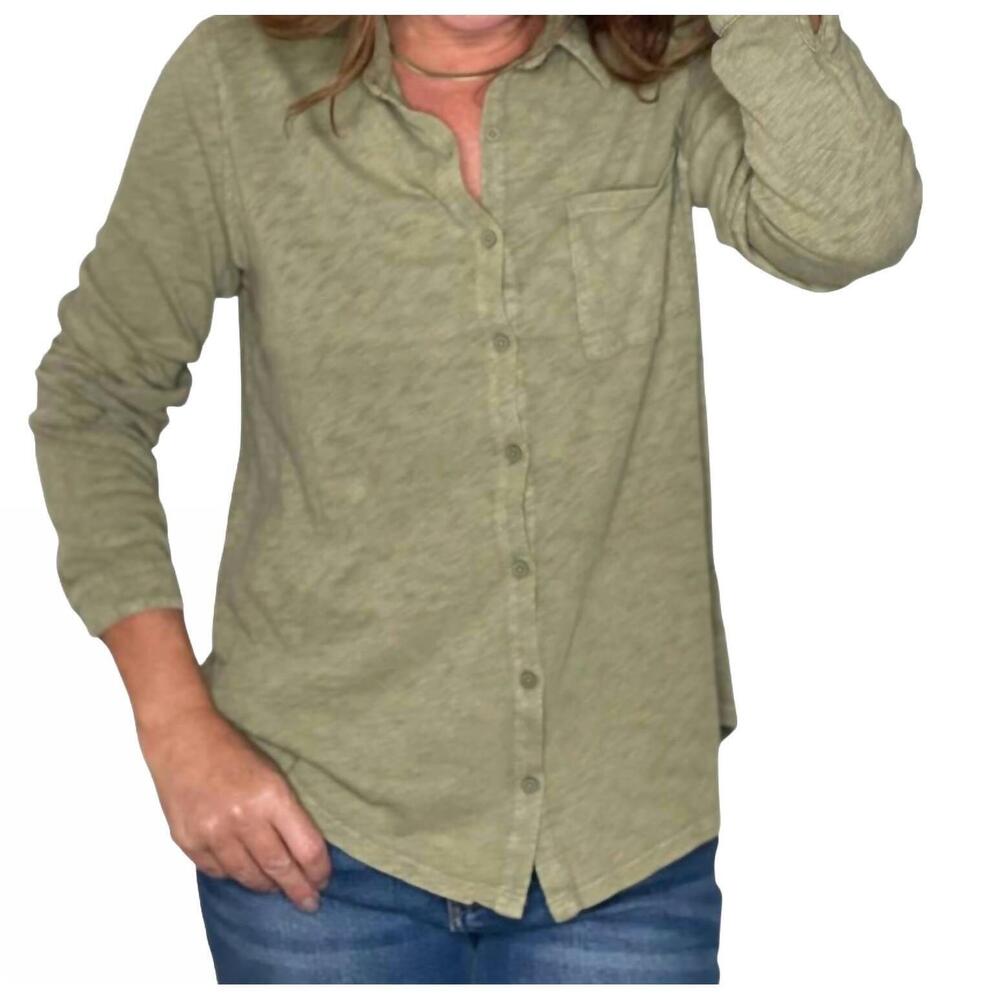 NEW HELLO NITE perfectly soft button up shirt in army green